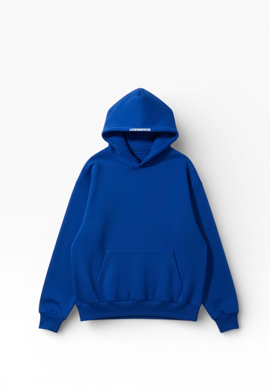 "HOW BUSY" Slogan Hoodie Blue