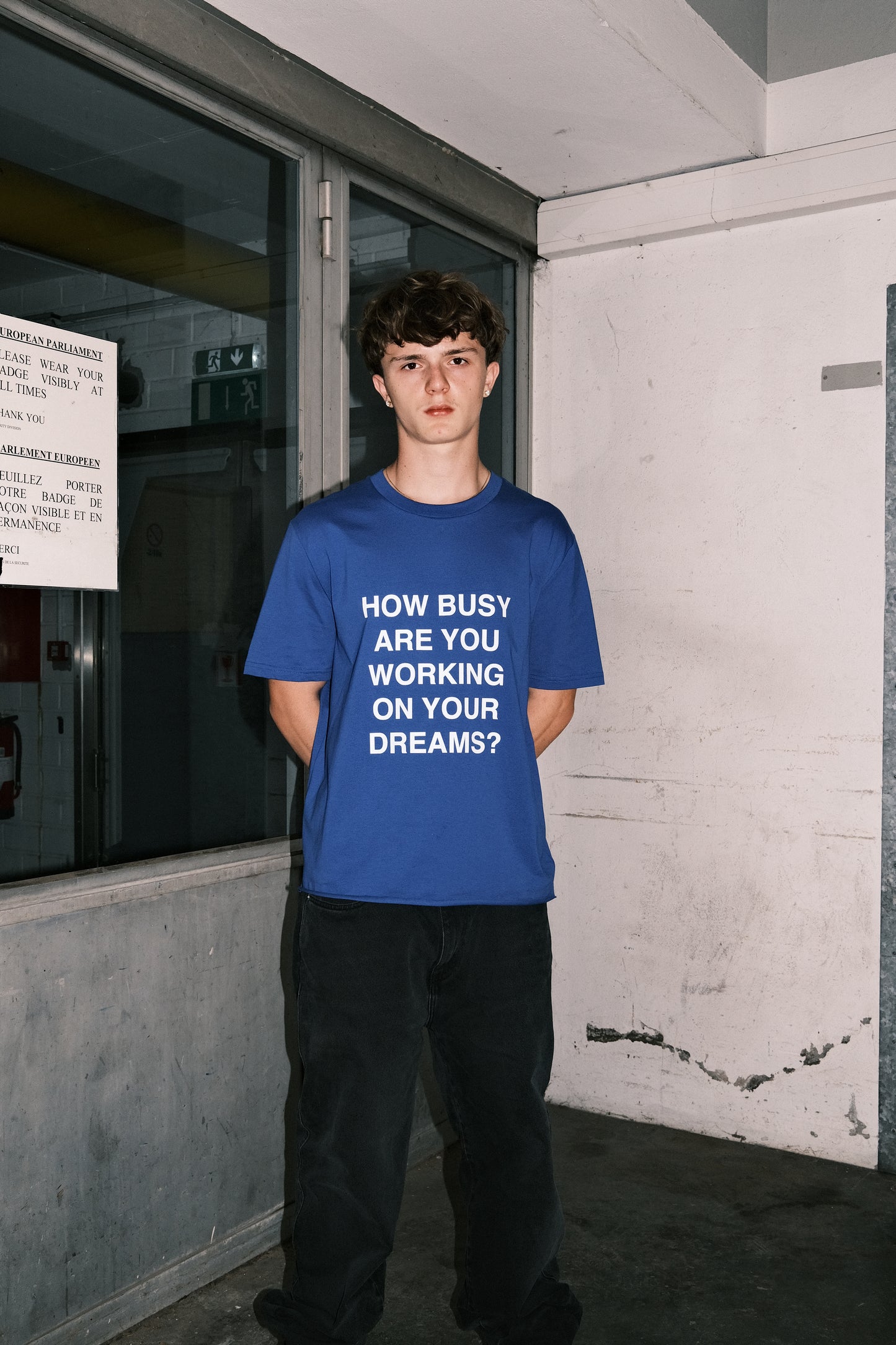 How Busy Helvetica T-Shirt Blue