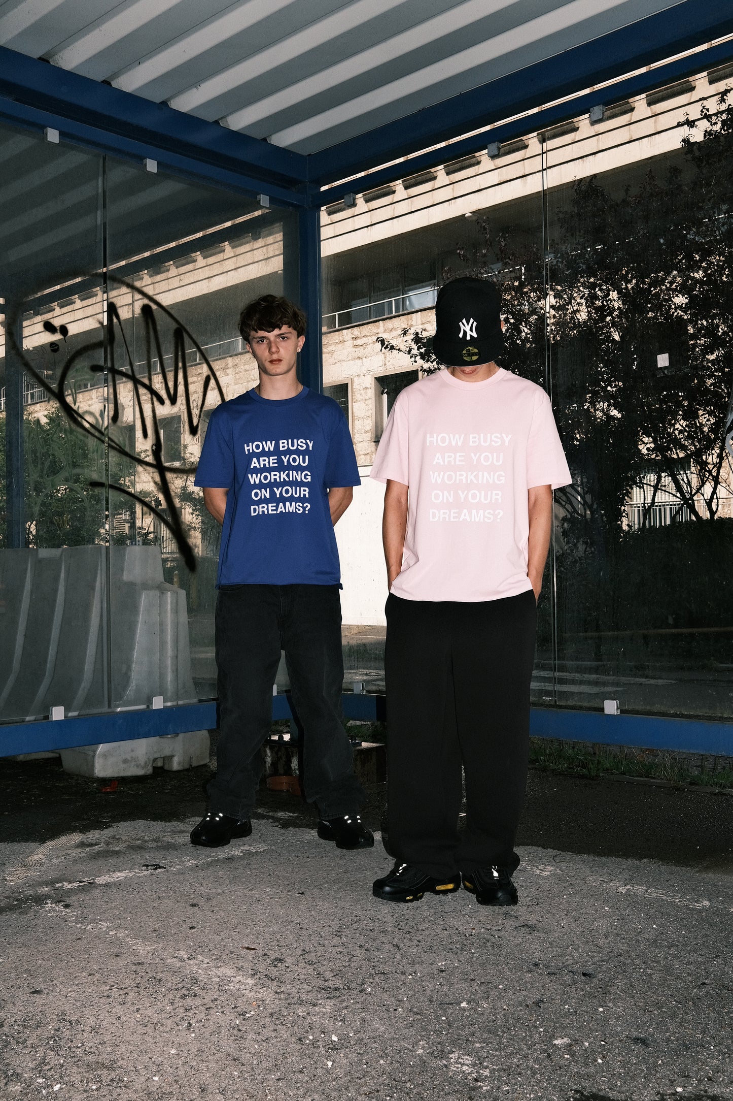 How Busy Helvetica T-Shirt Blue